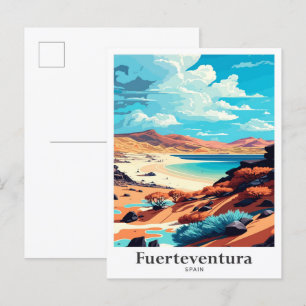 Fuerteventura Spanje Vintage Travel Illustratie Briefkaart