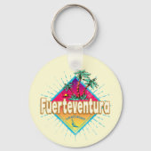 Fuerteventura Surfer Canarische Eilanden Vintage Sleutelhanger (Voorkant)
