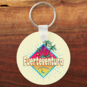 Fuerteventura Surfer Canarische Eilanden Vintage Sleutelhanger (Voorkant)