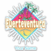Fuerteventura Surfer Canarische Eilanden Vintage Sticker (Voorkant)