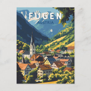 Fugen Oostenrijk Illustratie Reizen Art Vintage Briefkaart