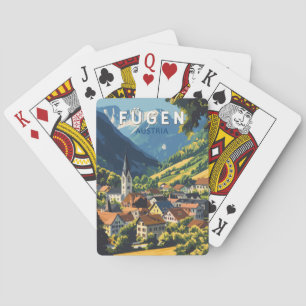 Fugen Oostenrijk Illustratie Reizen Art Vintage Pokerkaarten