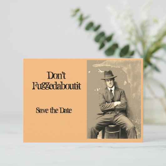 Fuggedaboutit niet save the date (Staand voorkant)