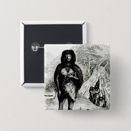 Fugiaans Man Vierkante Button 5,1 Cm (Voorkant /achterkant)