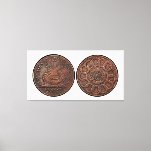 Fugio Cent Bemoei je met je bedrijf voor en achter Canvas Afdruk (Voorkant)