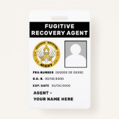 FUGITIVE RECOVERY AGENT Badge (Achterkant)