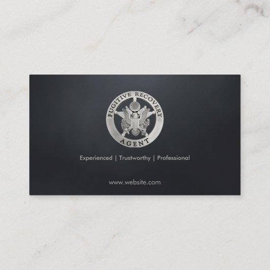 Fugitive Recovery Agent | Elegant zwart zilver Visitekaartje (Achterkant)