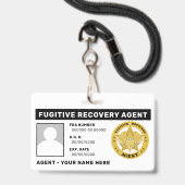 FUGITIVE RECOVERY AGENT Lanyard Badge (Voorzijde met lanyard)