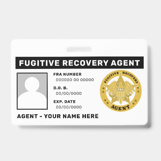 FUGITIVE RECOVERY AGENT Lanyard Badge (Voorzijde)