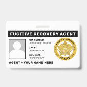 FUGITIVE RECOVERY AGENT Lanyard Badge (Achterkant)