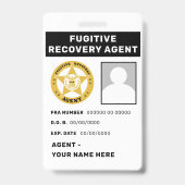 FUGITIVE RECOVERY AGENT Lanyard Badge (Achterkant)