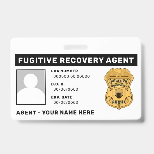 FUGITIVE RECOVERY AGENT Lanyard Badge (Voorzijde)