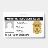 FUGITIVE RECOVERY AGENT Lanyard Badge (Achterkant)