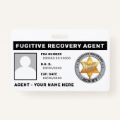 FUGITIVE RECOVERY AGENT Lanyard Badge (Achterkant)
