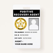 FUGITIVE RECOVERY AGENT Lanyard Badge (Achterkant)