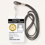 FUGITIVE RECOVERY AGENT Lanyard Badge (Achterkant met draagriem)