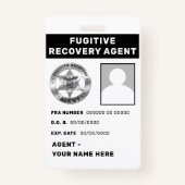 FUGITIVE RECOVERY AGENT Lanyard Badge (Voorkant)