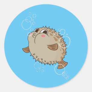 Fugu Zee Life Cartoon Design Ronde Sticker