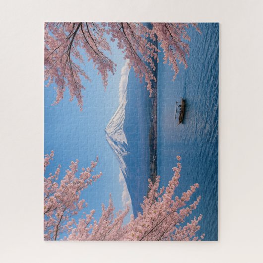 Fuji and Sakura by the Spring Lakeside Legpuzzel (Verticaal)
