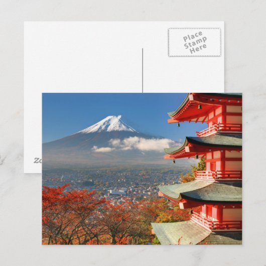 Fuji bekeken van achter Chureito Pagoda Briefkaart (Voorkant / Achterkant)