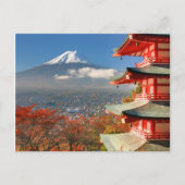 Fuji bekeken van achter Chureito Pagoda Briefkaart (Voorkant)