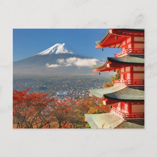Fuji bekeken van achter Chureito Pagoda Briefkaart (Voorkant)
