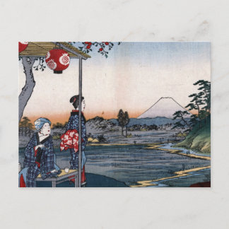 Fuji bekeken vanuit een Teahouse c. Japan van de 1 Briefkaart