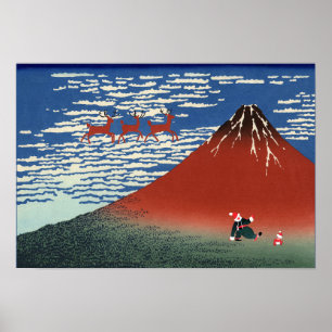 Fuji Bergen in Kerstmis,  Japanse kunst Poster
