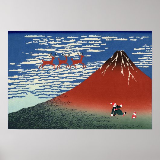 Fuji Bergen in Kerstmis,  Japanse kunst Poster (Voorkant)