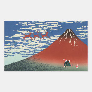 Fuji Bergen in Kerstmis, Japanse kunst Rechthoekige Sticker