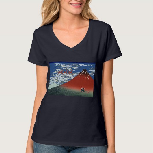 Fuji Bergen in Kerstmis, Japanse kunst T-shirt (Voorkant)