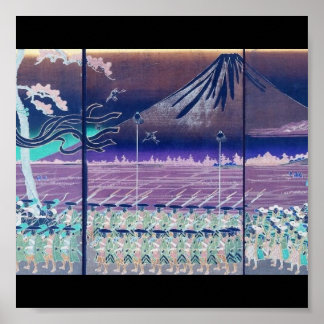 Fuji circa 1860's (met gewijzigde kleuren) poster