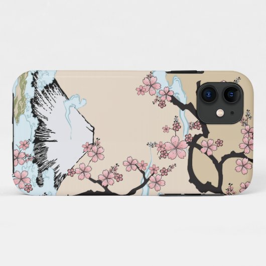 Fuji en Sakura - Japanse Design Iphone case (Achterkant (horizontaal))