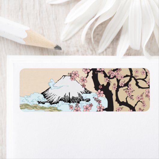 Fuji en Sakura: Label retouradres (Insitu)