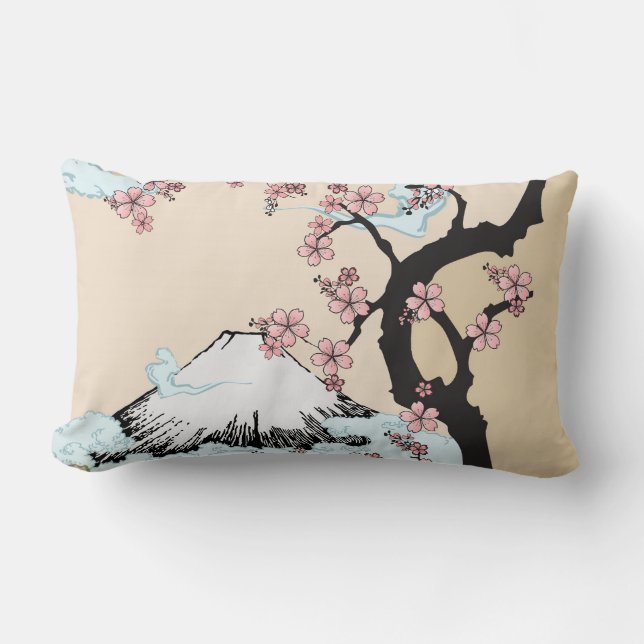Fuji en Sakura: 	Polyester Lumbar Pillow 13 inch x Kussen (Voorkant)