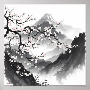 Fuji en Sakura Poster