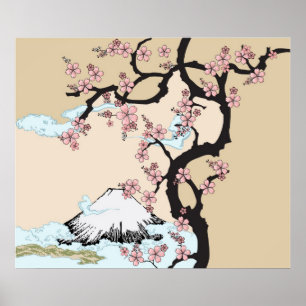 Fuji en Sakura Poster