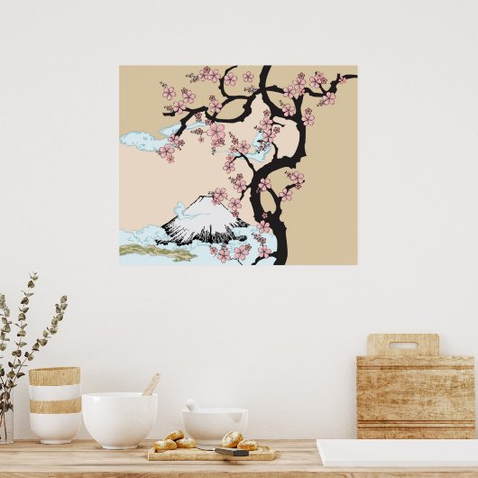 Fuji en Sakura Poster (Keuken)