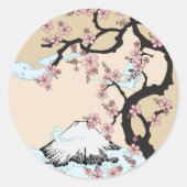 Fuji en Sakura Ronde Sticker (Voorkant)