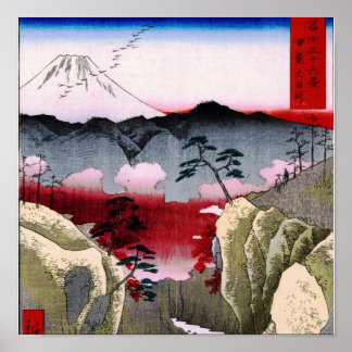 Fuji en vogels in Japan ongeveer 1800 jaar Poster