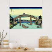 Fuji gezien door de Mannen Bridge in Fukagawa Poster (Keuken)