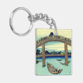 Fuji gezien door de Mannen Bridge in Fukagawa Sleutelhanger (Voorkant Links)