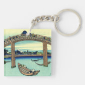 Fuji gezien door de Mannen Bridge in Fukagawa Sleutelhanger (Achterkant)