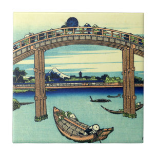 Fuji gezien door de Mannen Bridge in Fukagawa Tegeltje