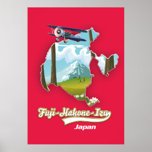 fuji hakone izu nationaal park, japan kaart poster