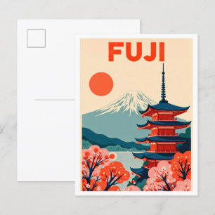 Fuji Japan Art Vintage Illustratie Reizen Briefkaart