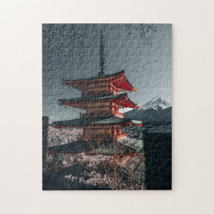 Fuji Japan Pagoda Cherry Blossom Legpuzzel