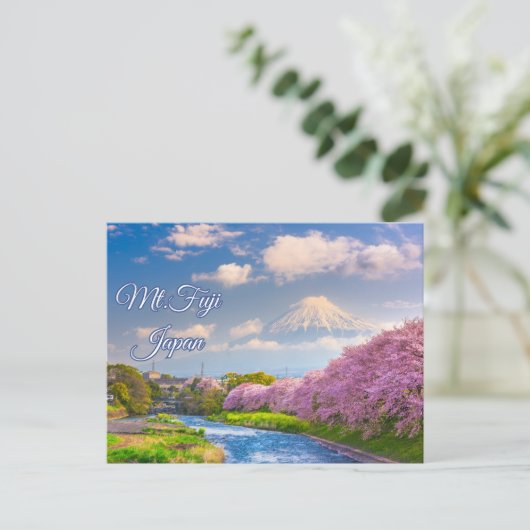 Fuji Japan River, Cherry Blossom Spring Briefkaart (Staand voorkant)
