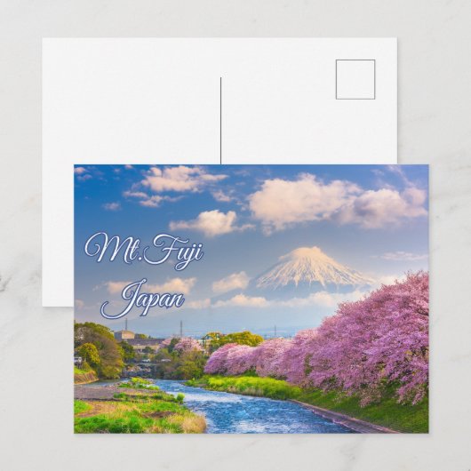 Fuji Japan River, Cherry Blossom Spring Briefkaart (Voorkant / Achterkant)