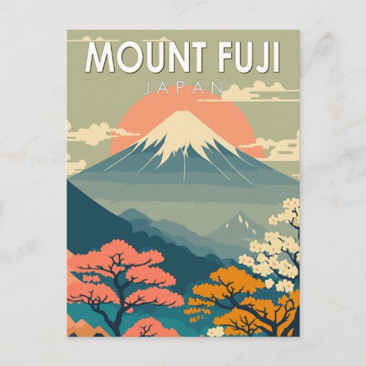 Fuji Japan Travel Art Briefkaart (Voorkant)